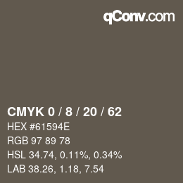 カラーコード: CMYK 0 / 8 / 20 / 62 | qconv.com