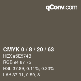 カラーコード: CMYK 0 / 8 / 20 / 63 | qconv.com