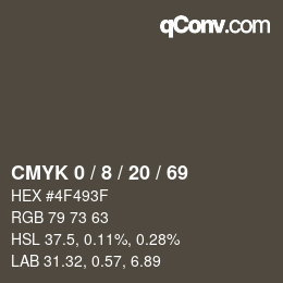 颜色代码: CMYK 0 / 8 / 20 / 69 | qconv.com
