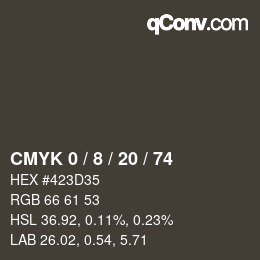 Color code: CMYK 0 / 8 / 20 / 74 | qconv.com