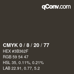 Color code: CMYK 0 / 8 / 20 / 77 | qconv.com