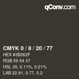 カラーコード: CMYK 0 / 8 / 20 / 77 | qconv.com