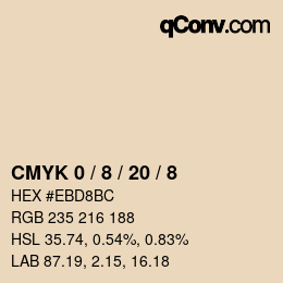 Farbcode: CMYK 0 / 8 / 20 / 8 | qconv.com