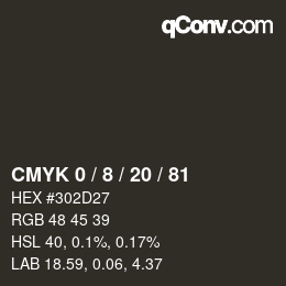 Color code: CMYK 0 / 8 / 20 / 81 | qconv.com