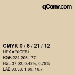 カラーコード: CMYK 0 / 8 / 21 / 12 | qconv.com