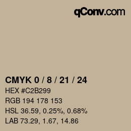 颜色代码: CMYK 0 / 8 / 21 / 24 | qconv.com
