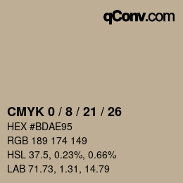 カラーコード: CMYK 0 / 8 / 21 / 26 | qconv.com