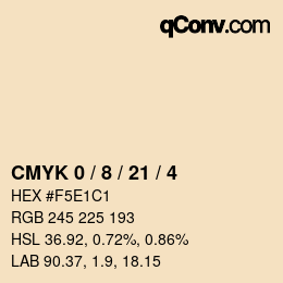 カラーコード: CMYK 0 / 8 / 21 / 4 | qconv.com