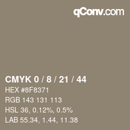 カラーコード: CMYK 0 / 8 / 21 / 44 | qconv.com