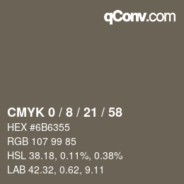 Farbcode: CMYK 0 / 8 / 21 / 58 | qconv.com