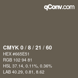 カラーコード: CMYK 0 / 8 / 21 / 60 | qconv.com