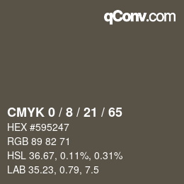 カラーコード: CMYK 0 / 8 / 21 / 65 | qconv.com