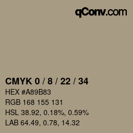 カラーコード: CMYK 0 / 8 / 22 / 34 | qconv.com