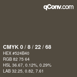 カラーコード: CMYK 0 / 8 / 22 / 68 | qconv.com