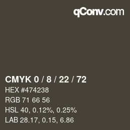 颜色代码: CMYK 0 / 8 / 22 / 72 | qconv.com