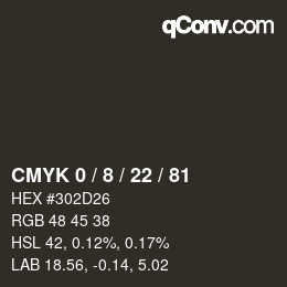 Color code: CMYK 0 / 8 / 22 / 81 | qconv.com