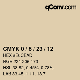 カラーコード: CMYK 0 / 8 / 23 / 12 | qconv.com