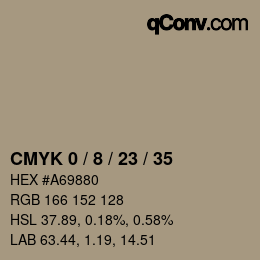 カラーコード: CMYK 0 / 8 / 23 / 35 | qconv.com