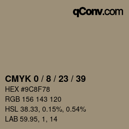 カラーコード: CMYK 0 / 8 / 23 / 39 | qconv.com