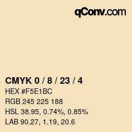 Farbcode: CMYK 0 / 8 / 23 / 4 | qconv.com