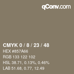 カラーコード: CMYK 0 / 8 / 23 / 48 | qconv.com