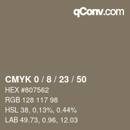 カラーコード: CMYK 0 / 8 / 23 / 50 | qconv.com