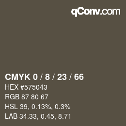 カラーコード: CMYK 0 / 8 / 23 / 66 | qconv.com