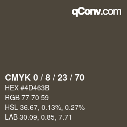 Color code: CMYK 0 / 8 / 23 / 70 | qconv.com