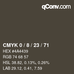 Color code: CMYK 0 / 8 / 23 / 71 | qconv.com