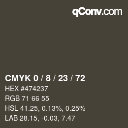 Color code: CMYK 0 / 8 / 23 / 72 | qconv.com
