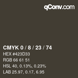 カラーコード: CMYK 0 / 8 / 23 / 74 | qconv.com
