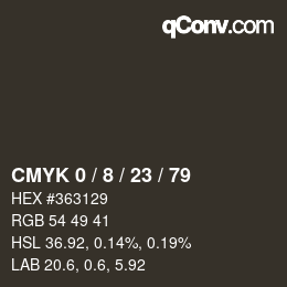 カラーコード: CMYK 0 / 8 / 23 / 79 | qconv.com