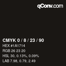 Color code: CMYK 0 / 8 / 23 / 90 | qconv.com
