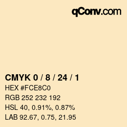 Farbcode: CMYK 0 / 8 / 24 / 1 | qconv.com