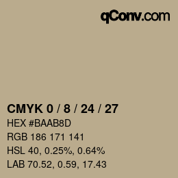 カラーコード: CMYK 0 / 8 / 24 / 27 | qconv.com