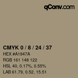 Code couleur: CMYK 0 / 8 / 24 / 37 | qconv.com