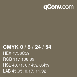 Farbcode: CMYK 0 / 8 / 24 / 54 | qconv.com