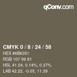 カラーコード: CMYK 0 / 8 / 24 / 58 | qconv.com
