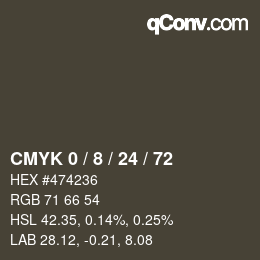 Color code: CMYK 0 / 8 / 24 / 72 | qconv.com