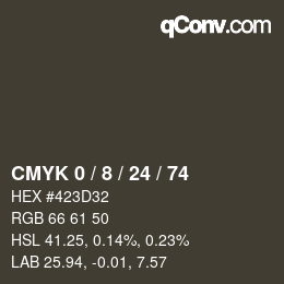 Farbcode: CMYK 0 / 8 / 24 / 74 | qconv.com