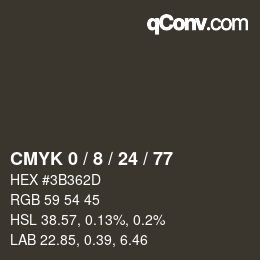 カラーコード: CMYK 0 / 8 / 24 / 77 | qconv.com