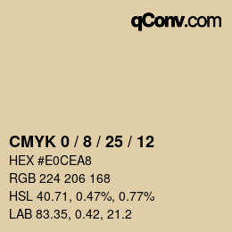 カラーコード: CMYK 0 / 8 / 25 / 12 | qconv.com