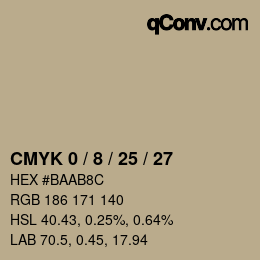 カラーコード: CMYK 0 / 8 / 25 / 27 | qconv.com