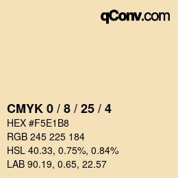 颜色代码: CMYK 0 / 8 / 25 / 4 | qconv.com