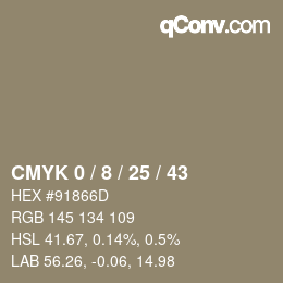 カラーコード: CMYK 0 / 8 / 25 / 43 | qconv.com