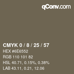 カラーコード: CMYK 0 / 8 / 25 / 57 | qconv.com