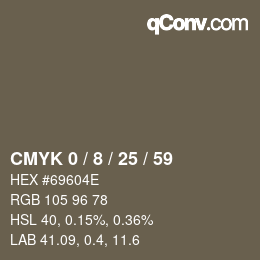 Farbcode: CMYK 0 / 8 / 25 / 59 | qconv.com
