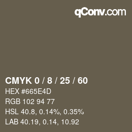カラーコード: CMYK 0 / 8 / 25 / 60 | qconv.com
