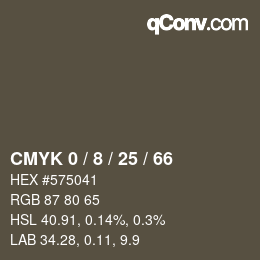 カラーコード: CMYK 0 / 8 / 25 / 66 | qconv.com