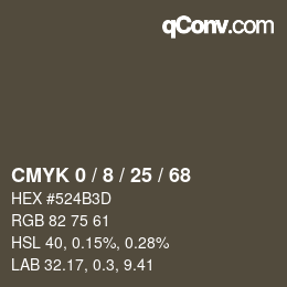カラーコード: CMYK 0 / 8 / 25 / 68 | qconv.com